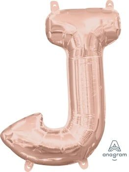 Air-Filled Letter &quot;J&quot;- Rose Gold 14&quot; Balloon (Will Not Float)