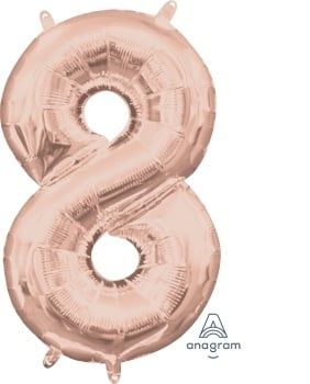 Air-Filled Number &quot;8&quot;-Rose Gold 14&quot; Balloon (Will Not Float)