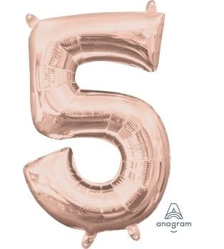 Air-Filled Number &quot;5&quot;-Rose Gold 14&quot; Balloon (Will Not Float)