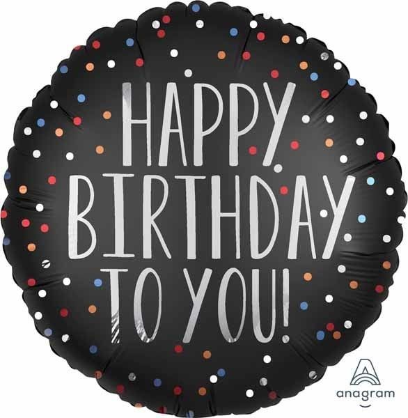 Happy Birthday To You Satin Dots 18&quot; Mylar Balloon