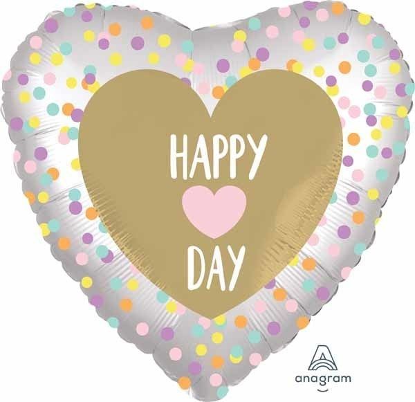 Happy Heart Day Satin 18&quot; Heart Mylar Balloon