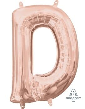 Air-Filled Letter &quot;D&quot;- Rose Gold 14&quot; Balloon (Will Not Float)
