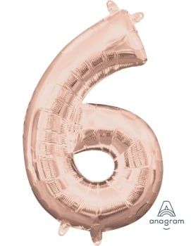 Air-Filled Number &quot;6&quot;- Rose Gold 14&quot; Balloon (Will Not Float)