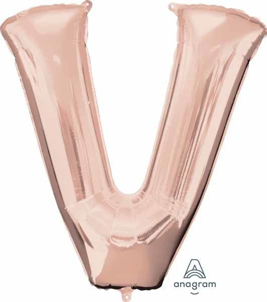 Rose Gold Letter V Mylar 34&quot; Balloon