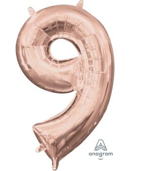 Air-Filled Number &quot;9&quot;-Rose Gold 14&quot; Balloon (Will Not Float)