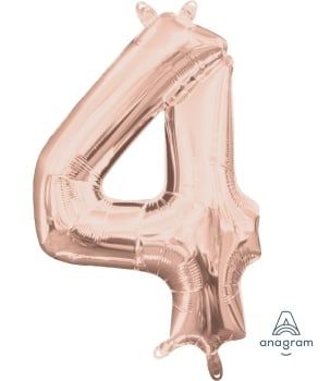 Air-Filled Number &quot;4&quot;-Rose Gold 14&quot; Balloon (Will Not Float)