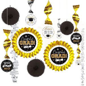 Graduation Decorating Kit Black, Gold, &amp; Silver (13)