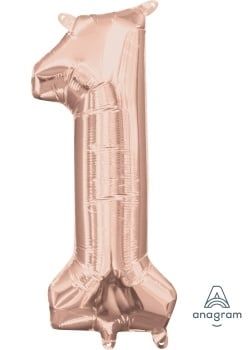 Air-Filled Number &quot;1&quot;- Rose Gold 14&quot; Balloon (Will Not Float)