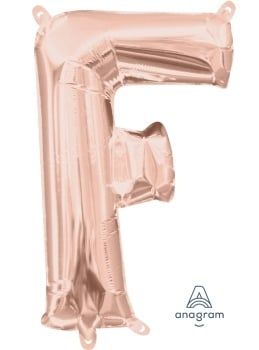 Air-Filled Letter &quot;F&quot;- Rose Gold 14&quot; Balloon (Will Not Float)