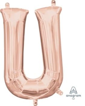 Air-Filled Letter &quot;U&quot;- Rose Gold 14&quot; Balloon (Will Not Float)