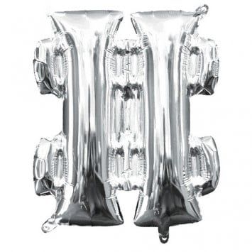 Air-Filled &quot;#&quot;- Silver 14&quot; Balloon (Will Not Float)