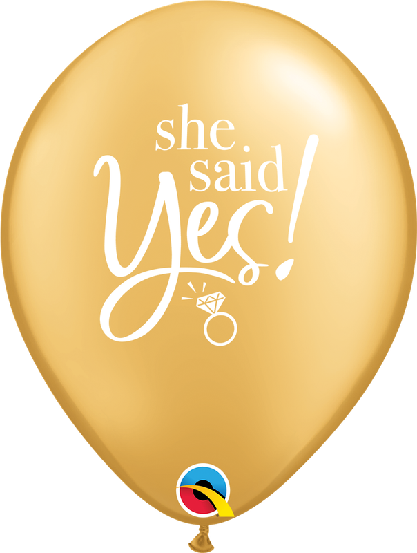 11&quot; She Said Yes! Gold Latex Balloon ((Without Helium))