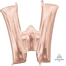 Air-Filled Letter &quot;W&quot;- Rose Gold 14&quot; Balloon (Will Not Float)