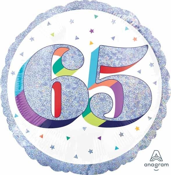 Here&#39;s To Your 65th Birthday 18&quot; Mylar Balloon
