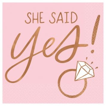 She Said Yes Beverage Napkins - Hot Stamped