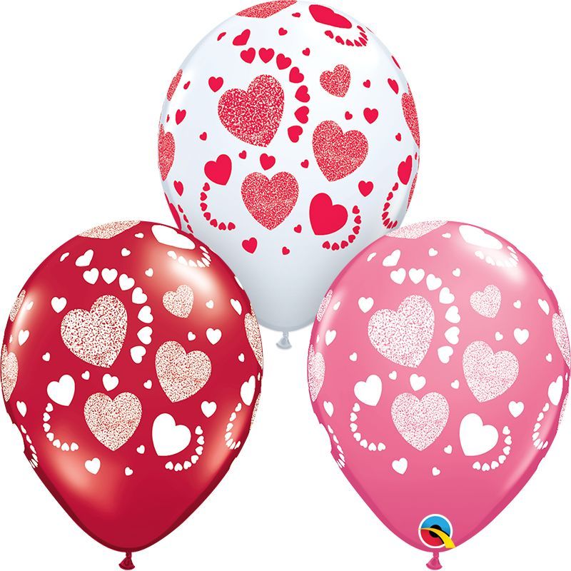 11&quot; Etched Hearts-A-Round Latex Balloon (Without Helium)