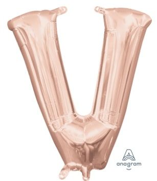 Air-Filled Letter &quot;V&quot;- Rose Gold 14&quot; Balloon (Will Not Float)