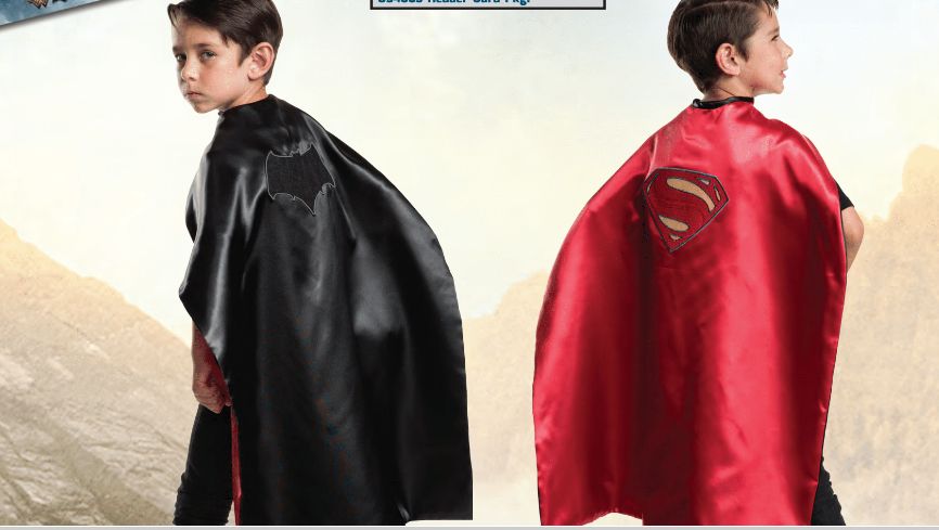 Batman and Superman 2 in 1 Reversible Cape