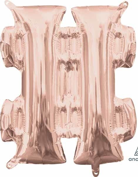 Air-Filled Symbol &quot;#&quot;- Rose Gold 14&quot; Balloon (Will Not Float)