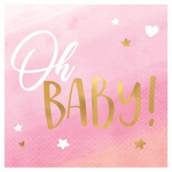 Oh Baby Girl Beverage Napkins - Hot Stamped