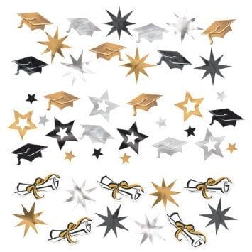 Grad Value Confetti Foil &amp; Plastic Black/Silver/Gold