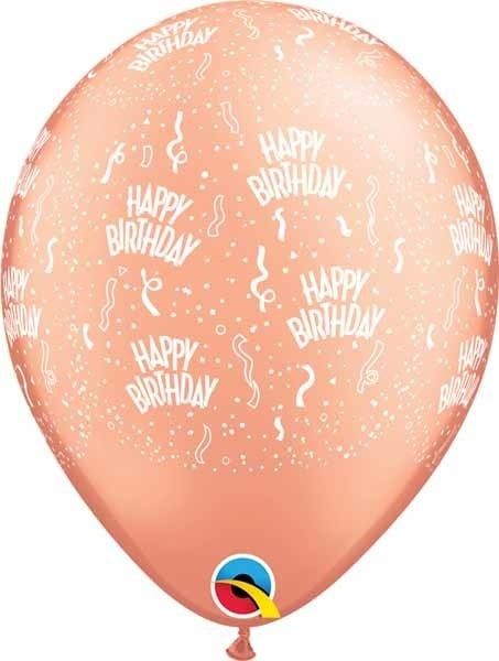 11&quot; Birthday Around Rose Gold Balloons  (Without Helium)