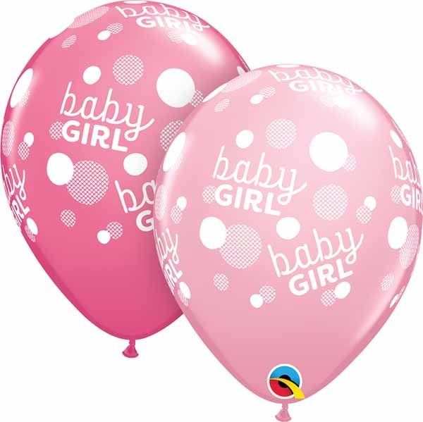 11&quot; Baby Girl Pink Dots Balloon (Without Helium)