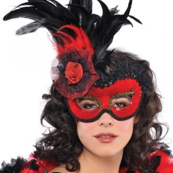 Red Lolita Feather Mask