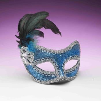Sequin Fashion Mask-Turquoise