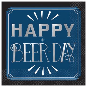 Happy Birthday Hot-Stamped Beverage Napkins - Happy Beer Day