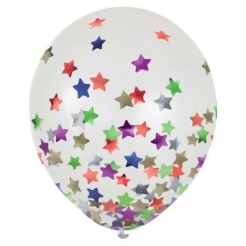 12&quot; Latex Balloons w/ Confetti, -Stars, Multi