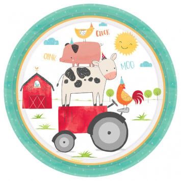 Barnyard Birthday Round Plates, 10 1/2&quot;
