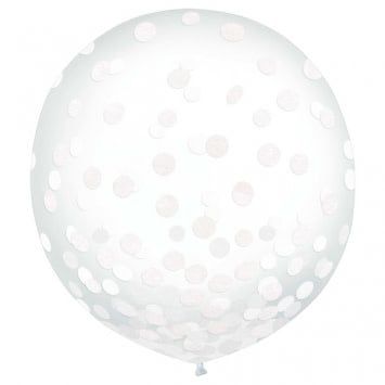 24&quot; Latex Balloons w/ Confetti, -White Tissue