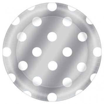 6 3/4&quot; Round Plates Metallic Dot - Silver