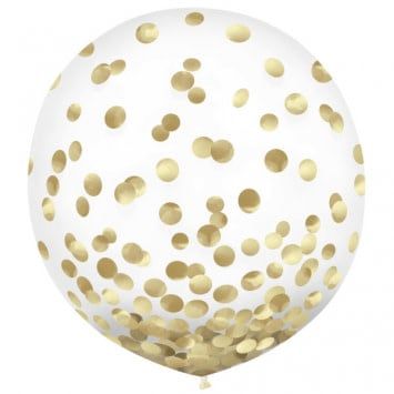 24&quot; Latex Balloons w/ Confetti,- Gold Foil