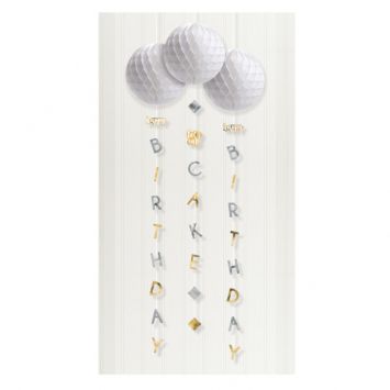 Birthday Silver &amp; Gold Honeycombs With Tails