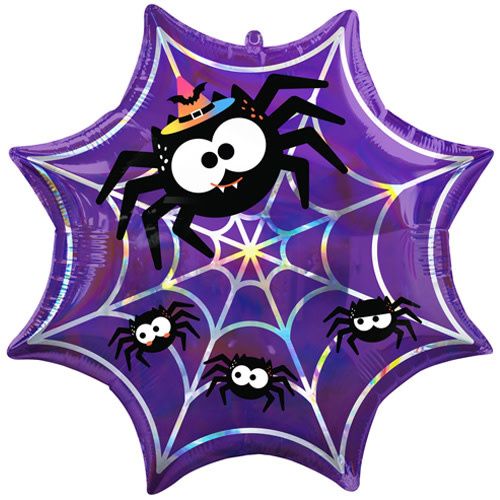 Iridescent Spiderweb 22&quot; Mylar Balloon