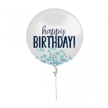 24&quot; Happy Birthday Blue Printed Latex Balloon with Confetti
