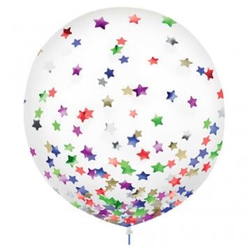 24&quot; Latex Balloons w/ Confetti, -Stars, Multi