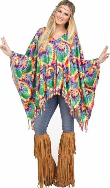 Women&#39;s Tie-dye Hippie Poncho Fits 4-14