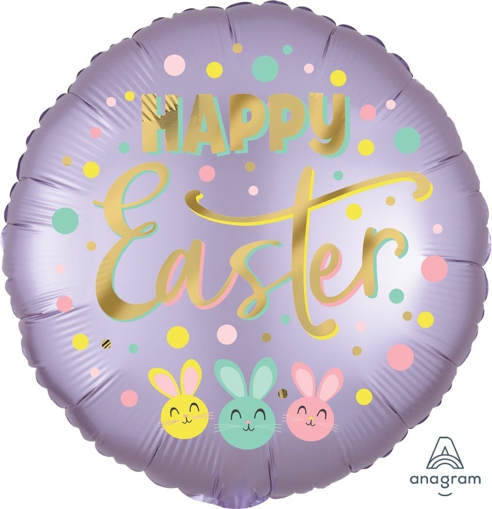 Satin Bunny Trio Happy Easter 18&quot; Mylar Balloon