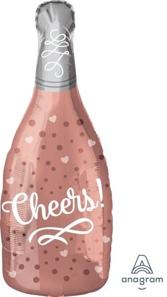 Cheers Rose Bottle 26&quot; Mylar Balloon
