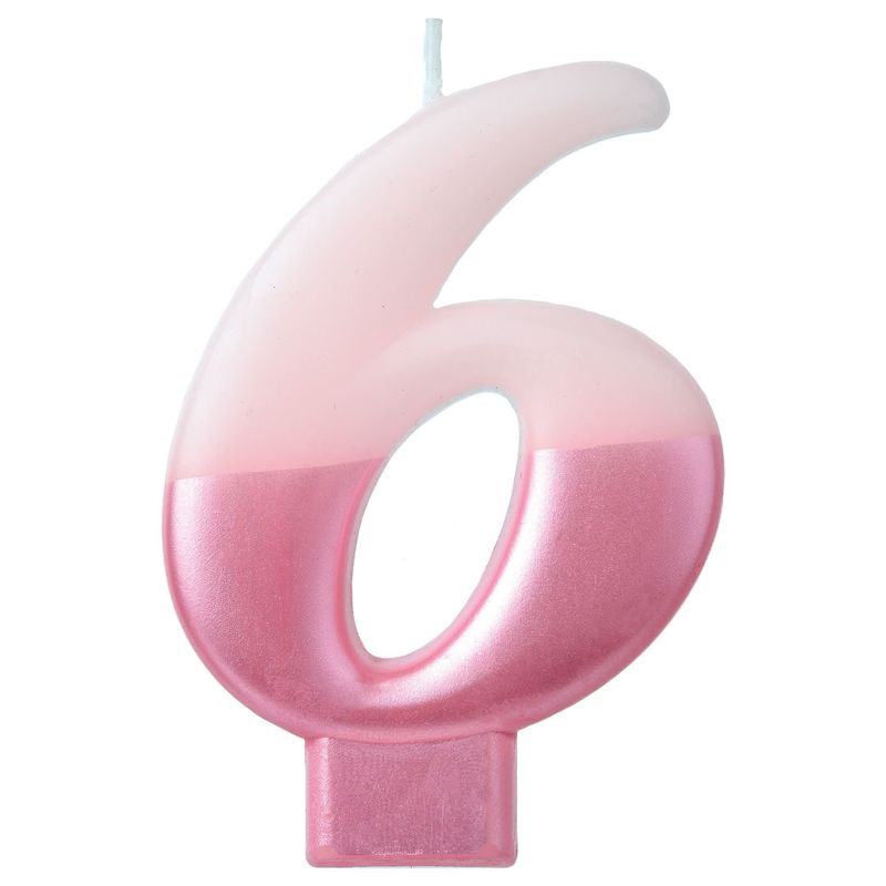 Numeral Candle #6 - Pink