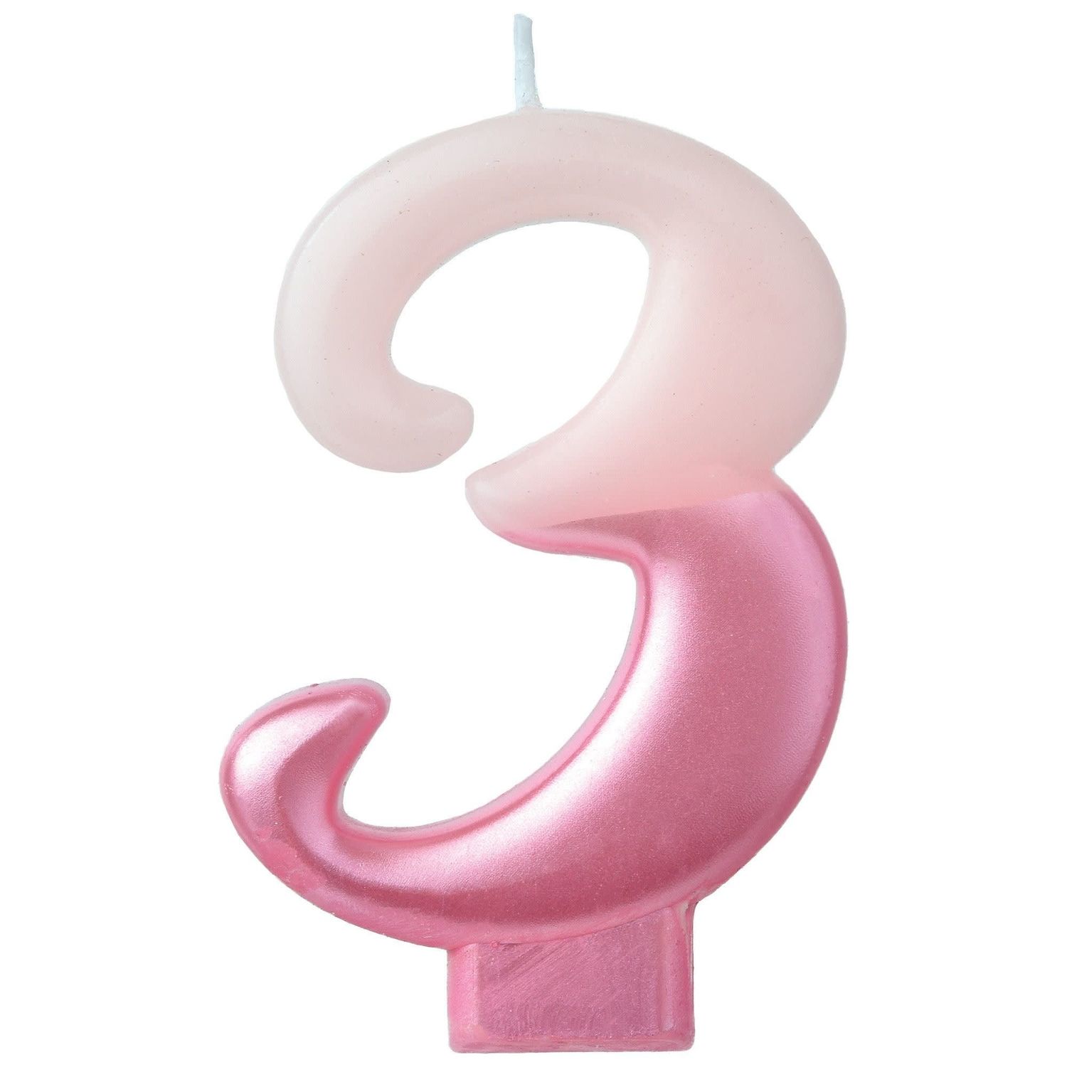 Numeral Candle #3 - Pink