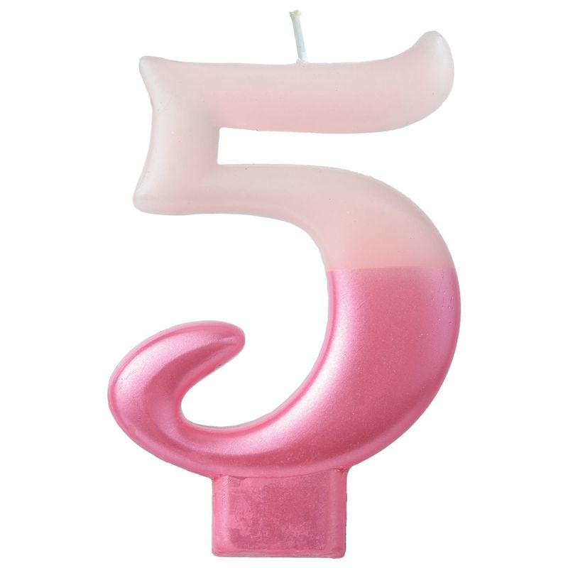 Numeral Candle #5 - Pink