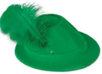 Green Velour Alpine Hat with Green Feather