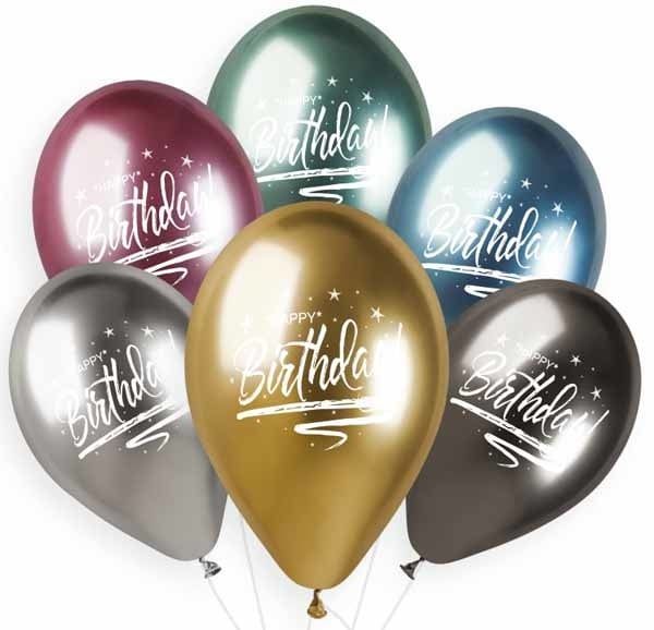 13&quot; Chrome Happy Birthday Latex Balloon (Without Helium)