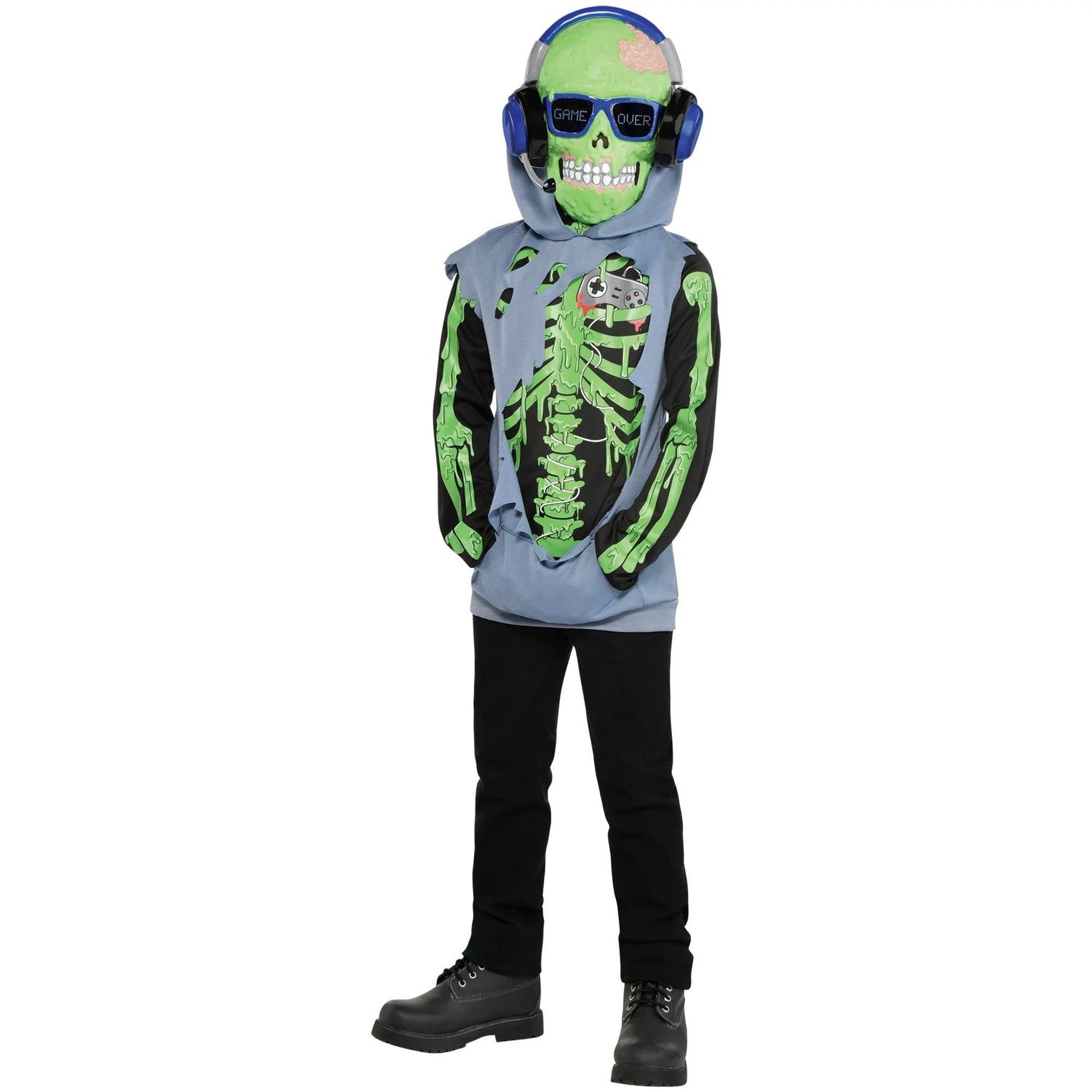 Child Zombie Gamer - Medium (8-10) Costume (Glow in the dark)