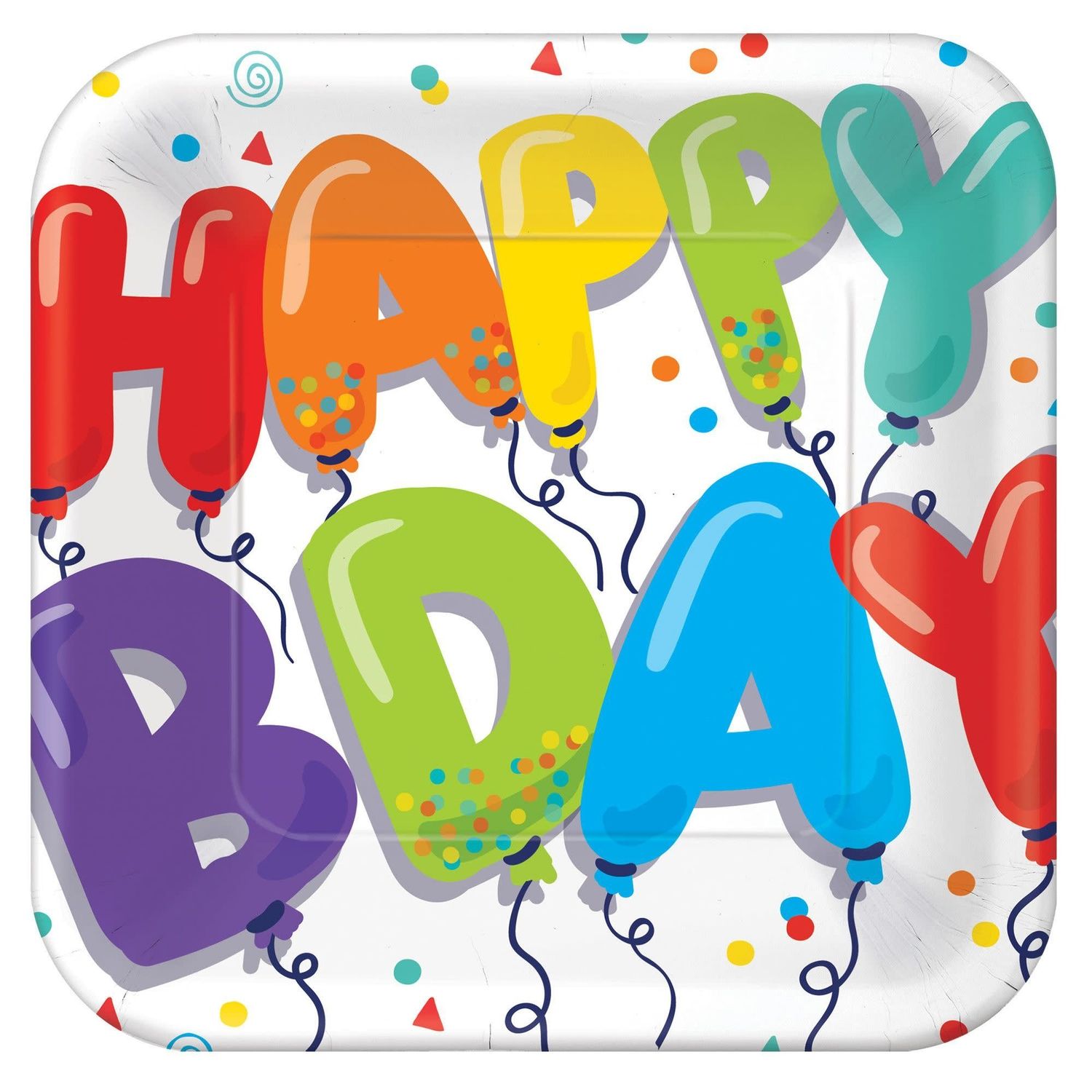 Birthday Balloons 7&quot; Square Plates (18)