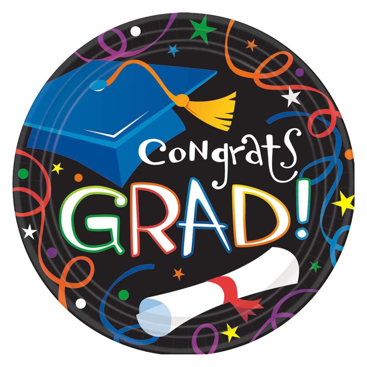 Colorful Grad Celebration 7&quot; Plates (8)